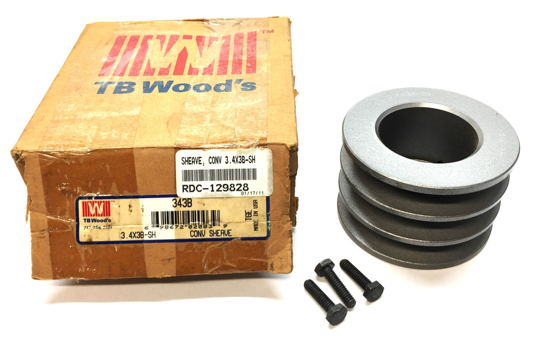 TB Woods 3.4X3B-SH Pulley Sheave 343B NOS
