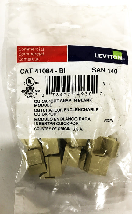 Leviton 10 Pack Quickport Snap-In Blank Module 140-41084-BI [Lot of 17] NOS