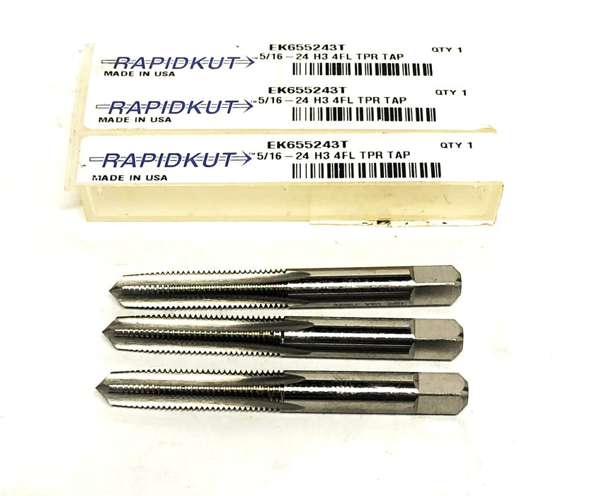 Rapidkut 5/16-24 NF GH3/H3 4FL HSS Taper Tap EK655243T (73296) [Lot of 3] NOS