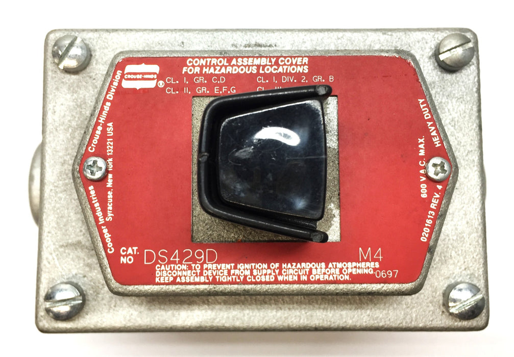 Crouse-Hinds Front Operated Push Button Cover Assembly DS429D M4 NOS