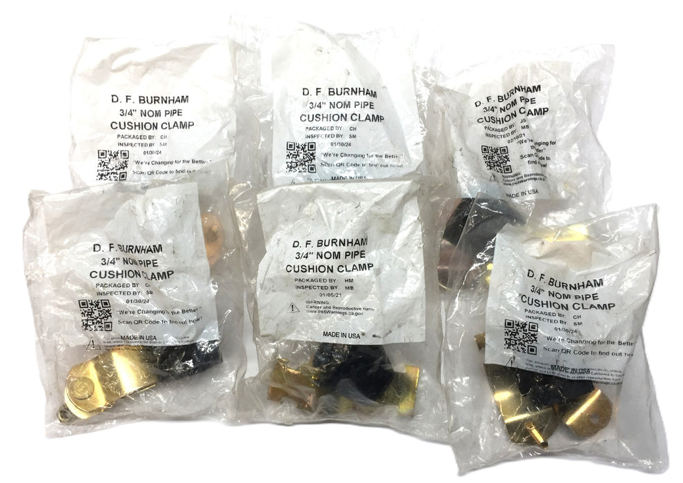 D.F. Burnham 3/4" NOM Pipe Cushion Clamp [Lot of 6] NOS