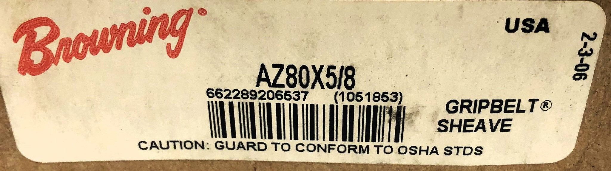 Browning Gripbelt Sheave AZ80X5/8 NOS