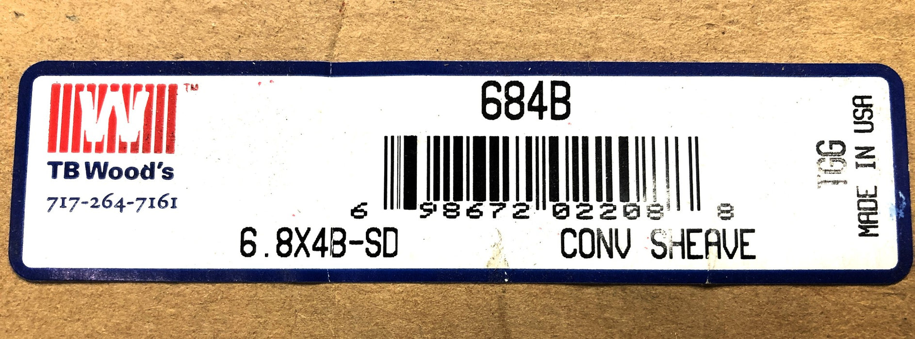 TB Wood's 4 Groove Conv Sheave 6.8X4B-SD 684B NOS