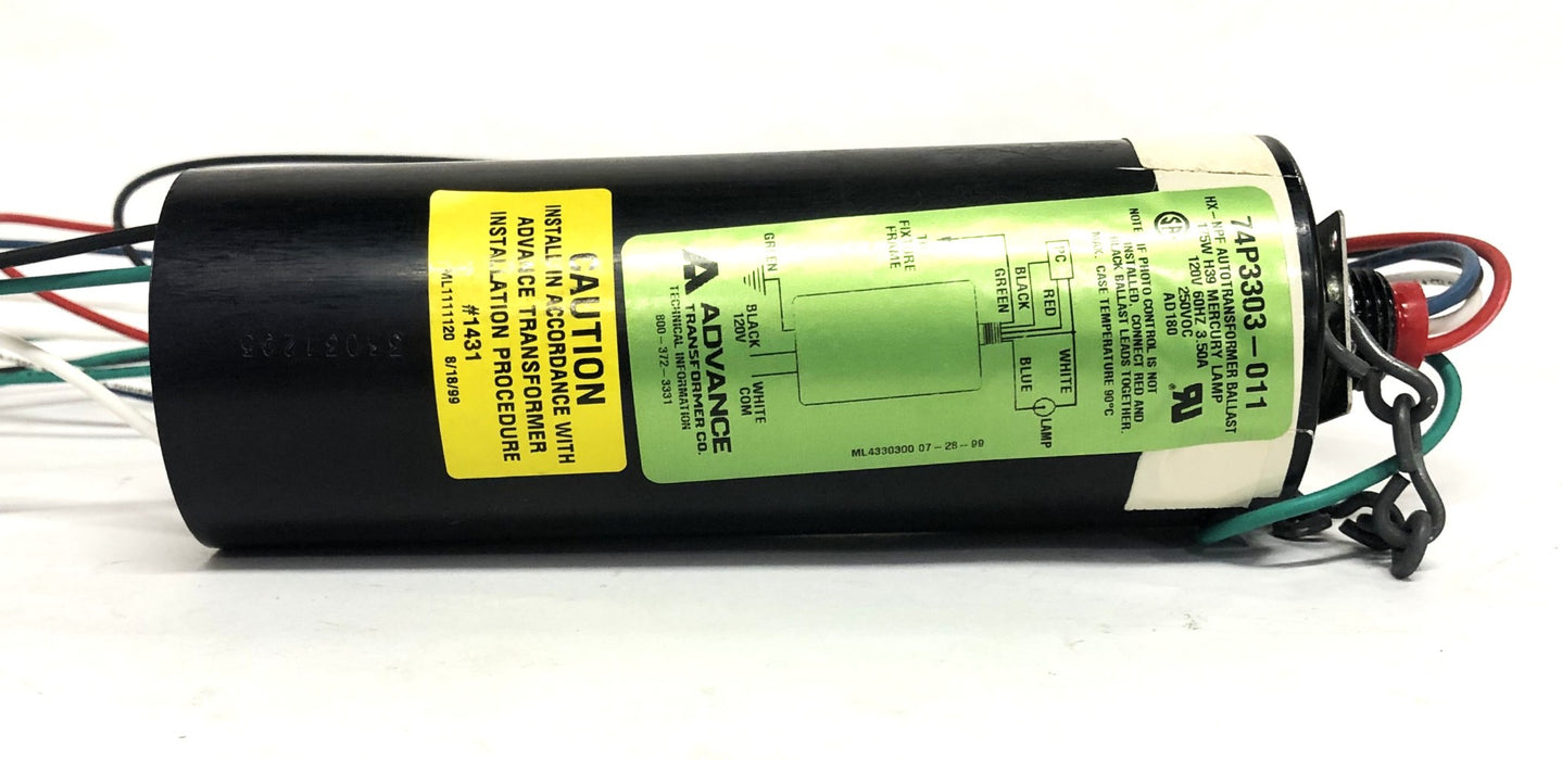 Advance 175W Mercury Lamp H39 120V 60Hz Postline Ballast 74P3303-011 NOS