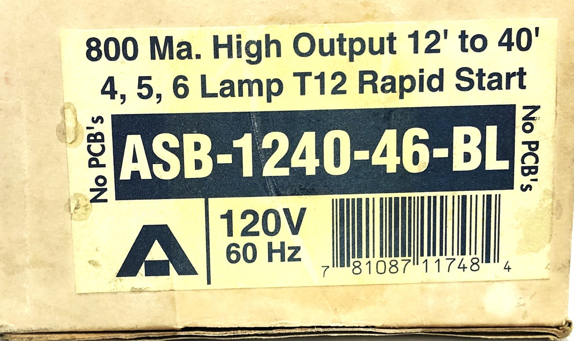 Advance 120V 60Hz 800mA 3.9Amps Plastic-Sign Ballast ASB-1240-46-BL NOS