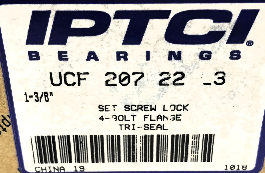 IPTCI 4-Bolt Flanged Ball Bearing UCF 207 22 L3 NOS