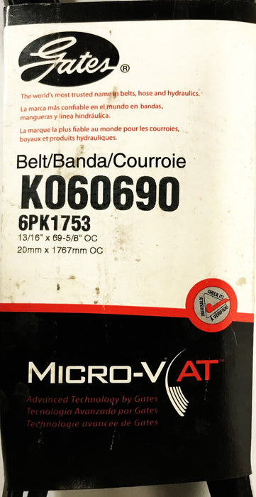 Gates Serpentine Micro-V Drive Belt K060690 NOS