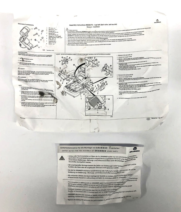 Grammer Lap Belt Kit For Forklift MSG65/75 NOS