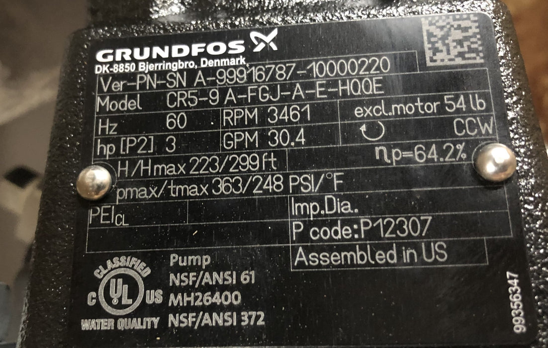 Grundfos Pump CR5-9-A-FGJ-A-E-HQQE NOS