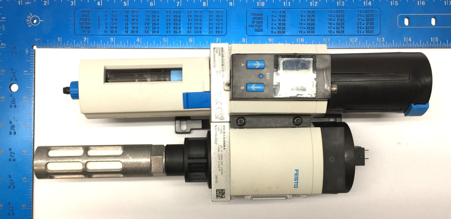 Festo Pneumatic Valve Assembly MS6-LFR-1/4-D6-C-R-V-AD1-AS/MS6-EE-1/4-10V24-S