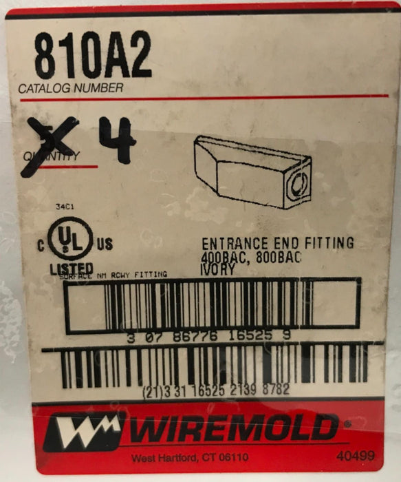 Wiremold Legrand NM Entrance End Fitting 800 810A2-I [Lot of 4] NOS