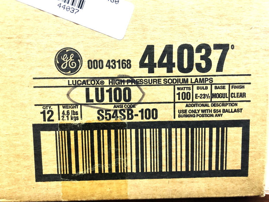 GE Lucalox 100W E-23-1/2 High Pressure Sodium Lamps LU100 (44037) [Lot of 2] NOS