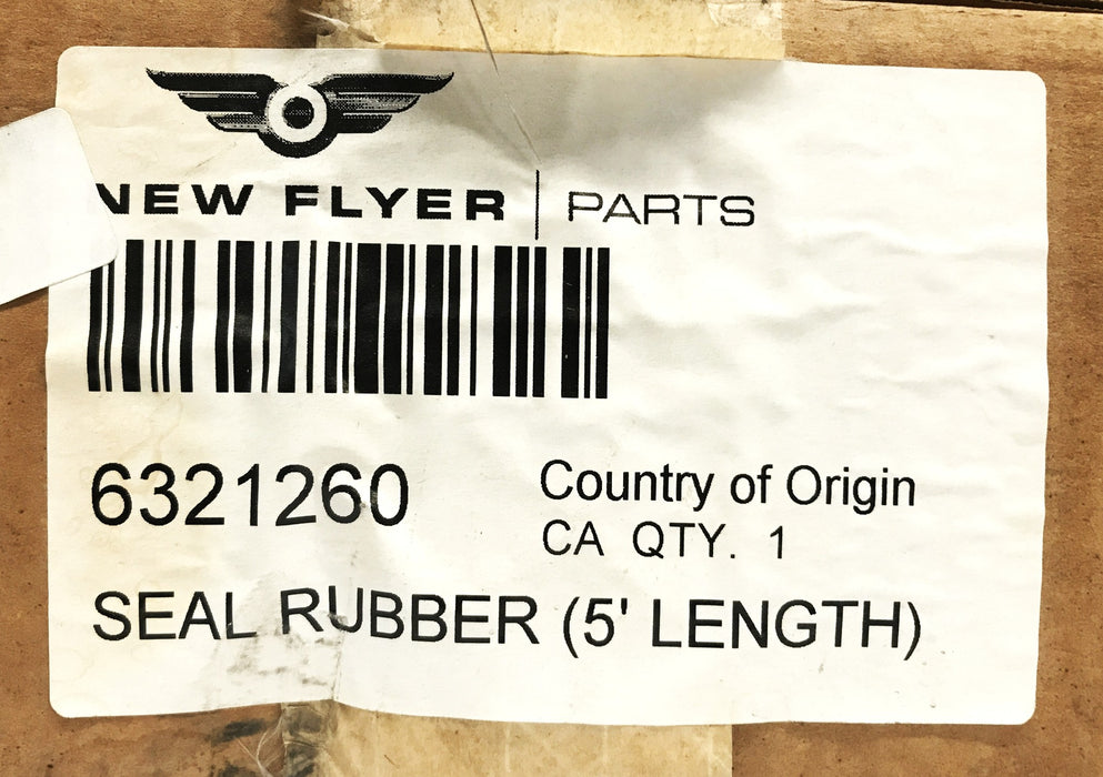 New Flyer MCC 5-foot Rubber Seal 6321260 NOS