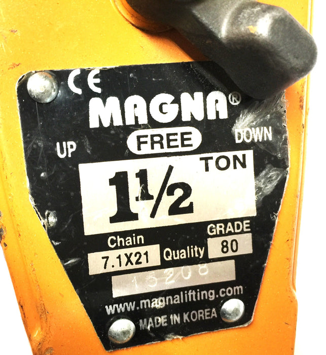 Magna Chain Hoist 1-1/2 Ton Chain 7.1 x 21 Grade-80 15208 USED