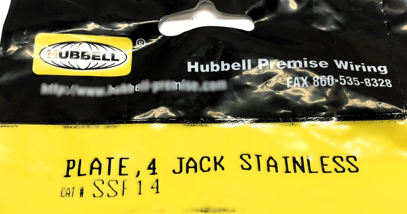 Hubbell 4 Jack Stainless Steel Plate SSF14 [Lot of 3] NOS