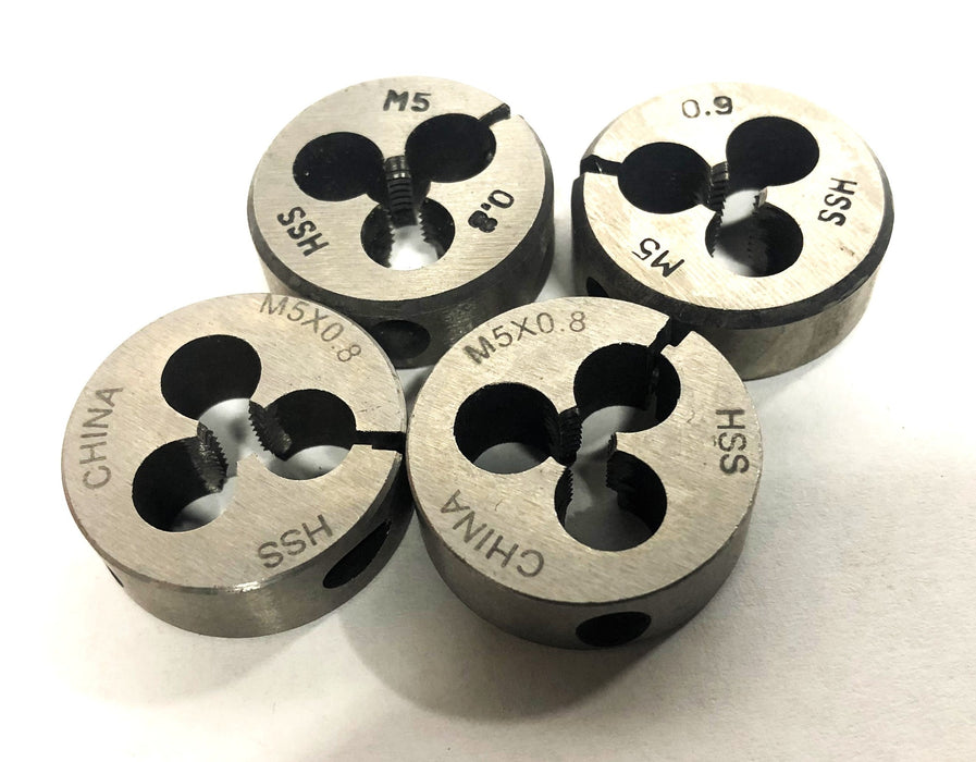 Unbranded 0.8, 0.9 HSS Round Die M5 [Lot of 4] NOS