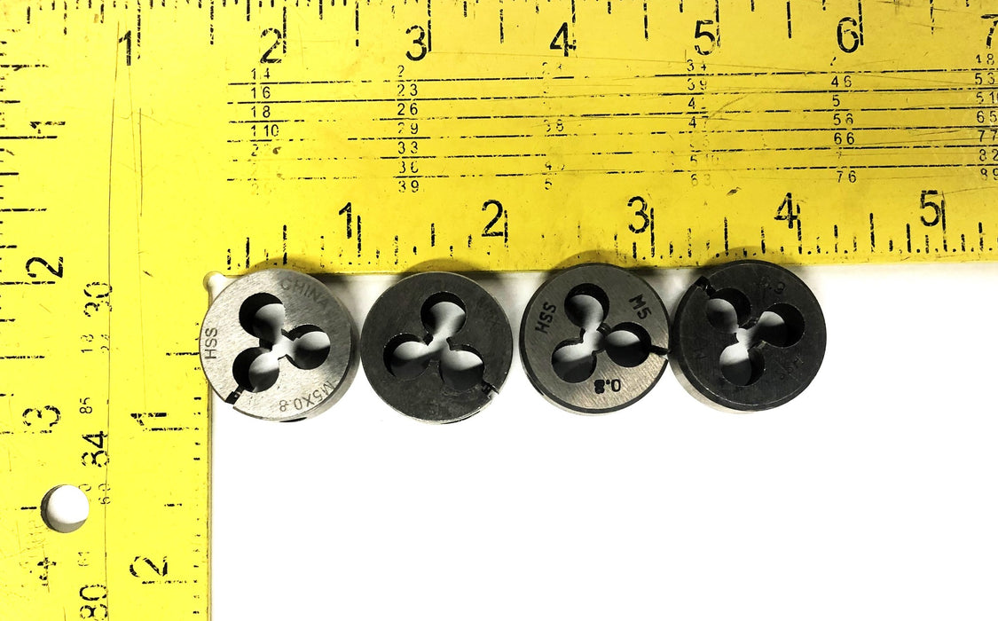 Unbranded 0.8, 0.9 HSS Round Die M5 [Lot of 4] NOS