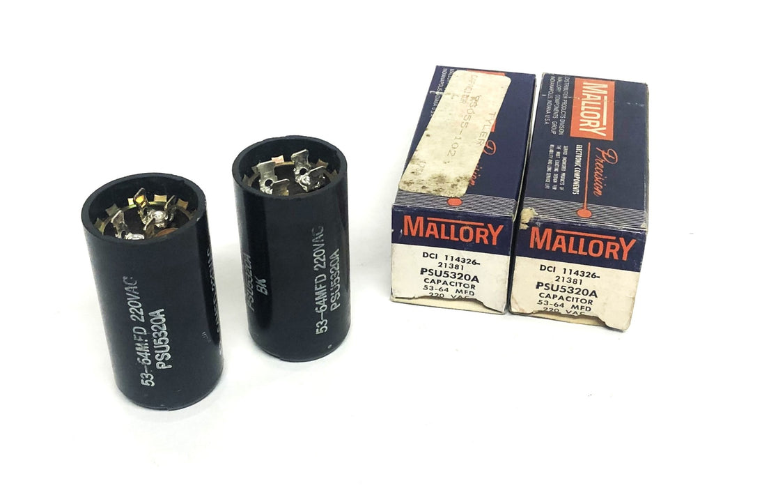 Mallory 53-64MFD 220VAC DCI 114326-21381 Capacitor PSU5320A [Lot of 2] NOS