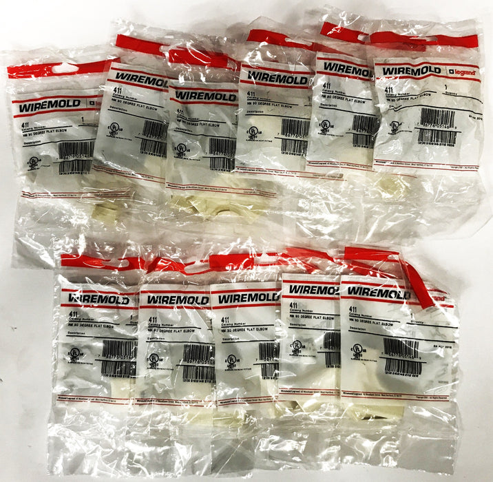 Wiremold Raceway 90-Degree Flat Elbow White 411 [Lot of 11] NOS