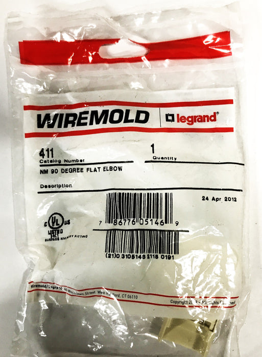 Wiremold Raceway 90-Degree Flat Elbow White 411 [Lot of 11] NOS