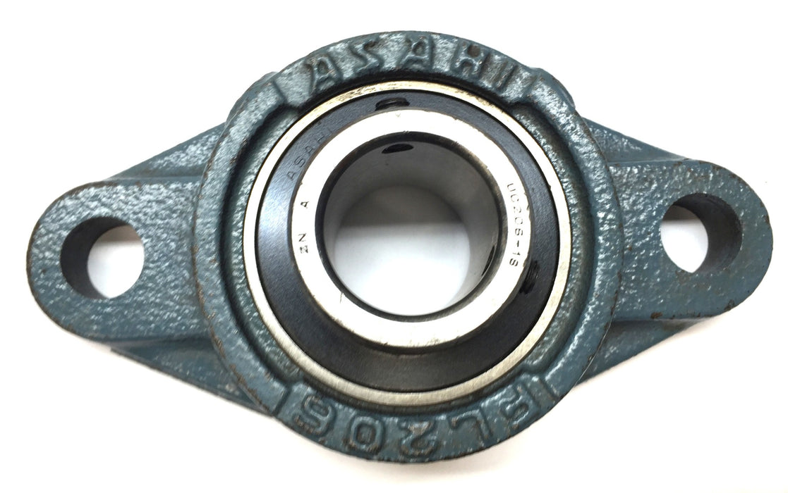 Asahi 2-Bolt Pillow Block Bearing Assembly w/o Zerk Fitting FL206 (UC206-18) NOS