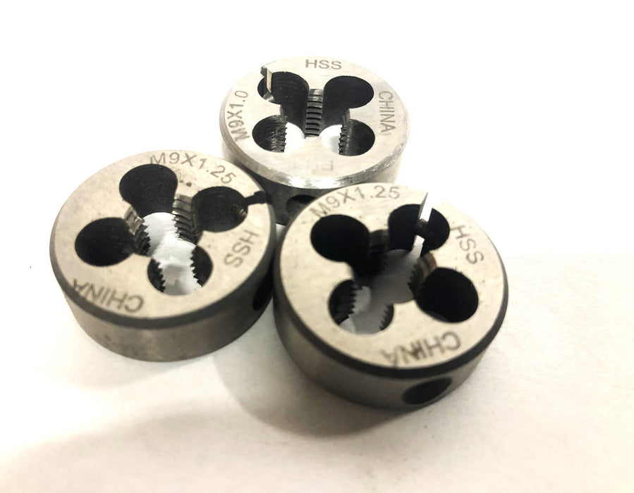 Unbranded M9X1.0, M9X1.25 HSS Round Die M9 [Lot of 3] NOS