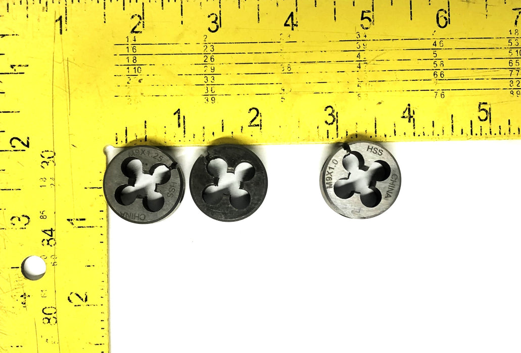 Unbranded M9X1.0, M9X1.25 HSS Round Die M9 [Lot of 3] NOS