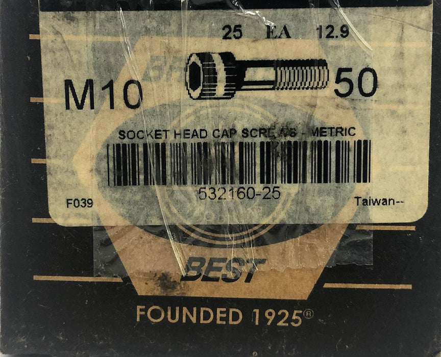 Brighton 50MM Socket Head Cap Screws Metric M10 [Lot of 19] NOS