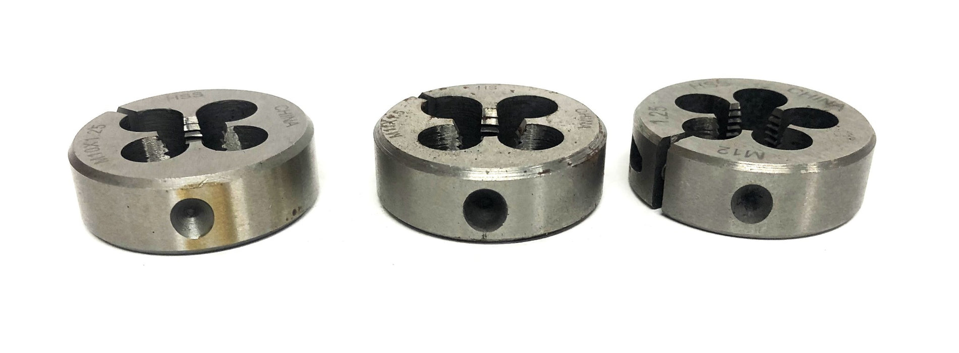 Unbranded M10X1.25, M11X1.25, M12X1.25 Round Die 1.25 [Lot of 3] NOS