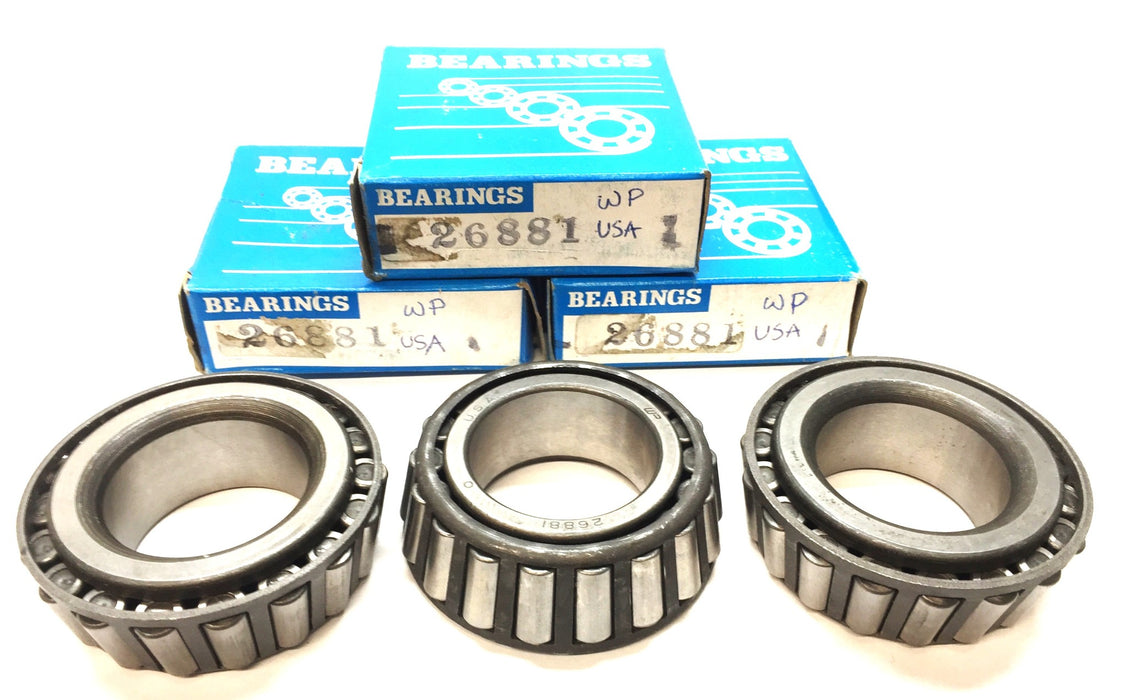 WP Tapered Roller Bearing Cone 26881 [Lot of 3] NOS