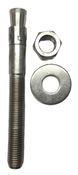Unbranded Stainless Steel 304 Wedge Stud Anchor with Washer and Nut 1" x 9" NOS