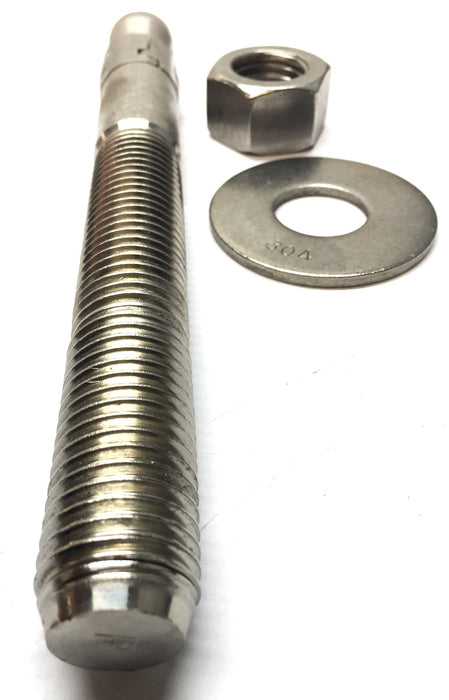 Unbranded Stainless Steel 304 Wedge Stud Anchor with Washer and Nut 1" x 9" NOS