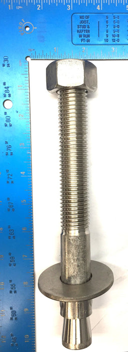 Unbranded Stainless Steel 304 Wedge Stud Anchor with Washer and Nut 1" x 9" NOS