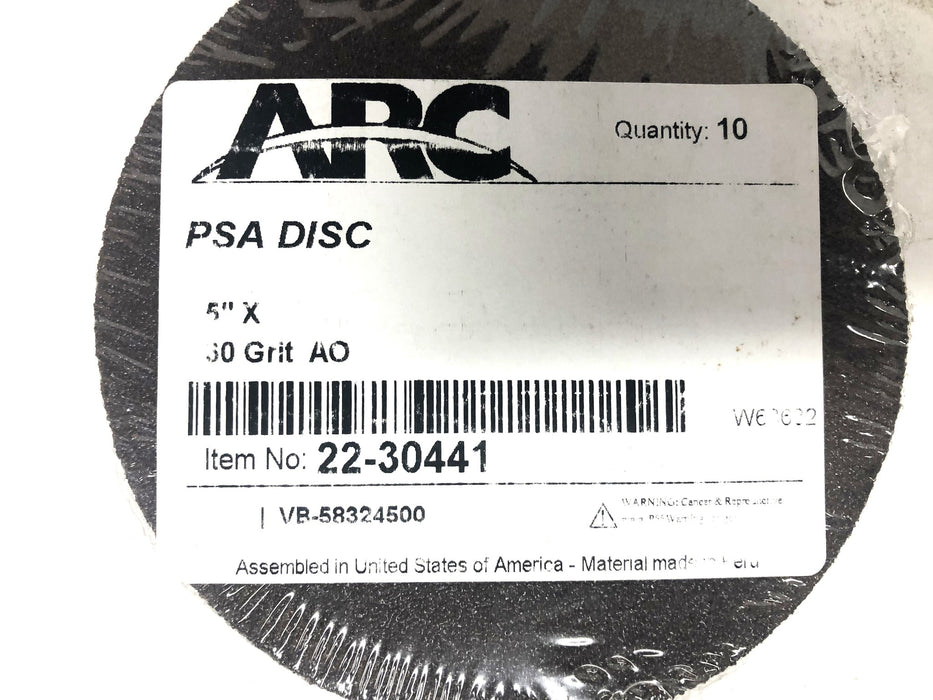 ARC Pack Of 10 5 Inch 60 Grit AO PSA Disc 22-30441 NOS