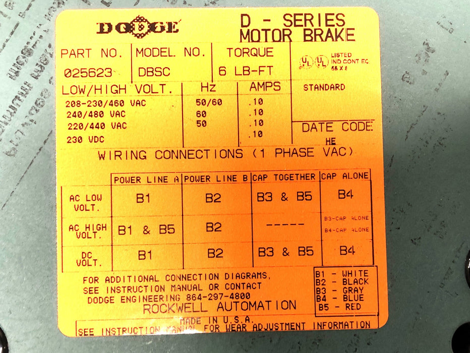 Dodge D-Series Motor Brake DBSC 025623 NOS
