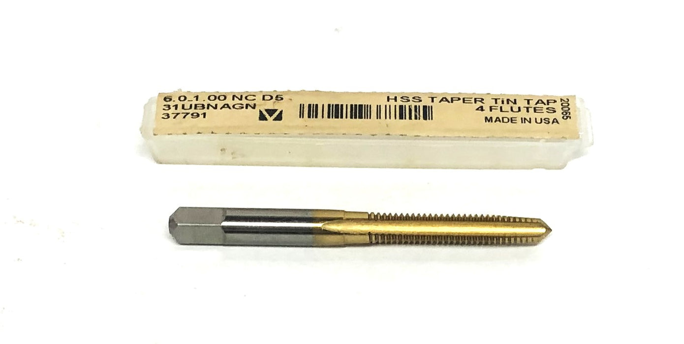 Unbranded 6.0_1.00 NC D5 HSS Taper Tin Tap 4 Flutes 31UBNAGN (37791) NOS