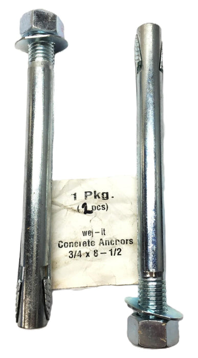 Wej-it 3/4" x 8-1/2 Concrete Anchor with Washer and Nut 34 [Lot of 2] NOS