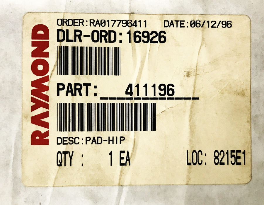 Raymond Forklift Pad-Hip 411-196 NOS