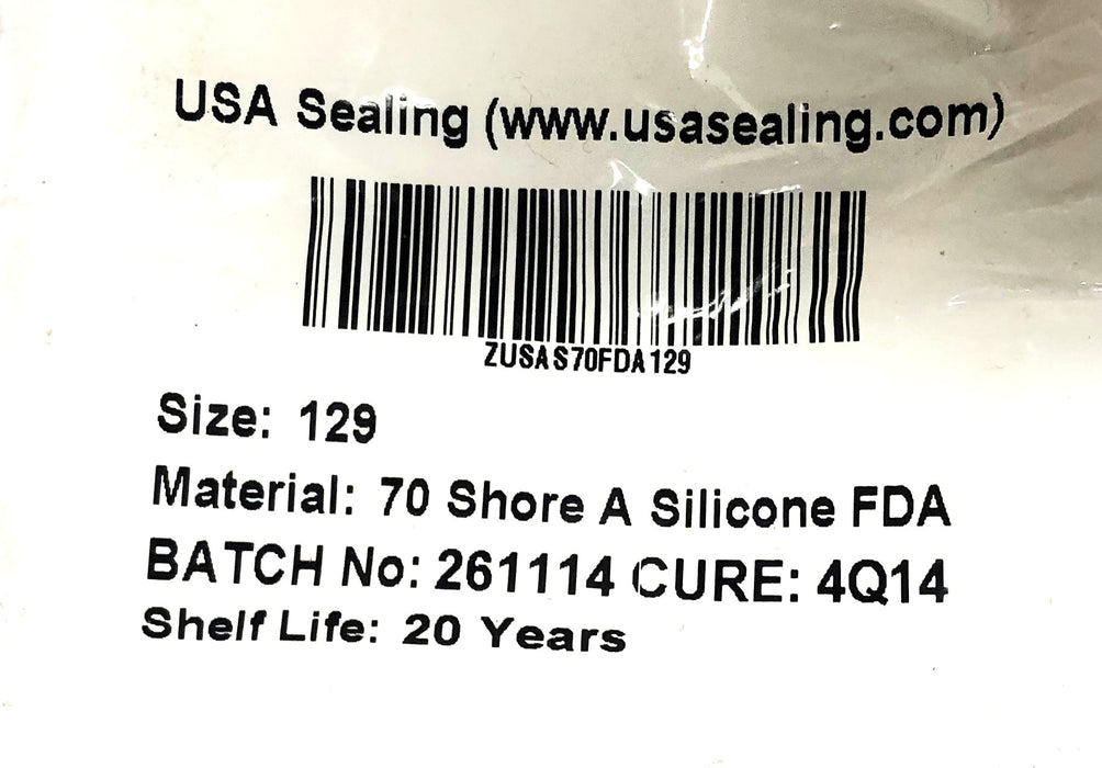 USA Sealing 20 Piece Set 70 Shore A Silicone FDA O-Ring 129 [Lot of 2] NOS