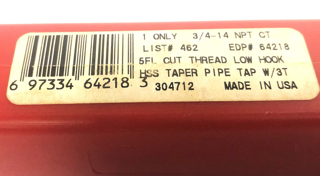 Cleveland 3/4-14NPT CT 5FL Cut Thread Low Hook HSS Taper Pipe Tap W/3T 64218 NOS