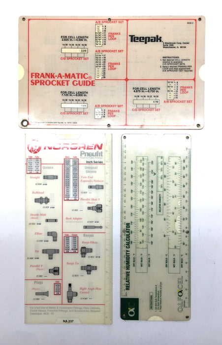 Norgren/Teepak Slide Chart Assortment (3Pcs) for Industrial Machine Setup NOS