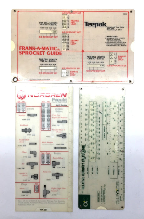 Norgren/Teepak Slide Chart Assortment (3Pcs) for Industrial Machine Setup NOS