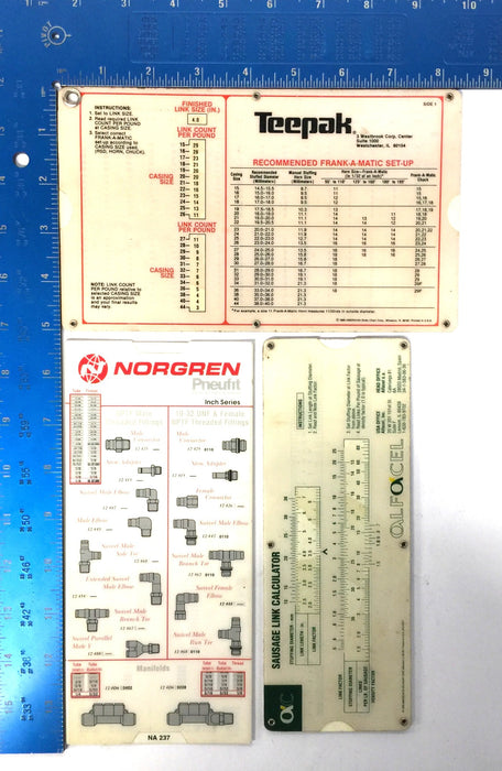 Norgren/Teepak Slide Chart Assortment (3Pcs) for Industrial Machine Setup NOS