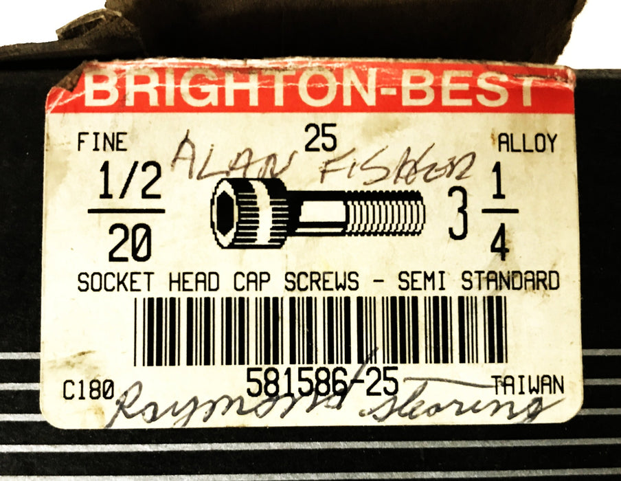 Brighton-Best 1/2-20 X 3-1/4 Socket Head Cap Screws 581586-25 [Lot of 18] NOS