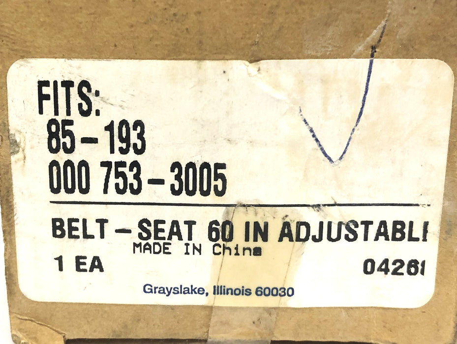 Carhart 60 Inch Adjustable Lap Belt For Forklift 753-3005 (16-0193-00) NOS