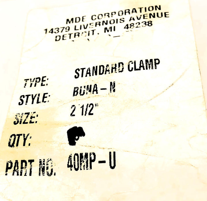 MDE 2-1/2" BUNA-N Standard Clamp Gasket 40MP-U [Lot of 23] NOS