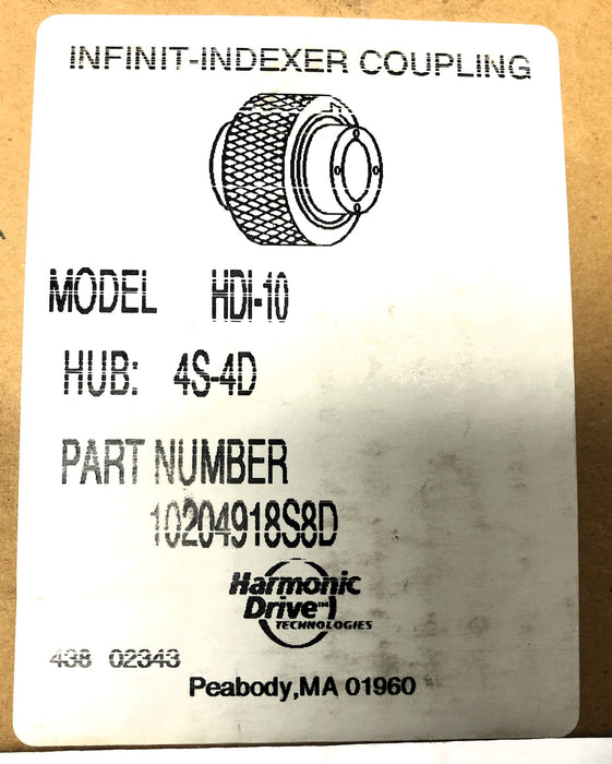 Harmonic Drive HDI-10 4S-4D Hub Infinit-Indexer Coupling 10204918S8D NOS