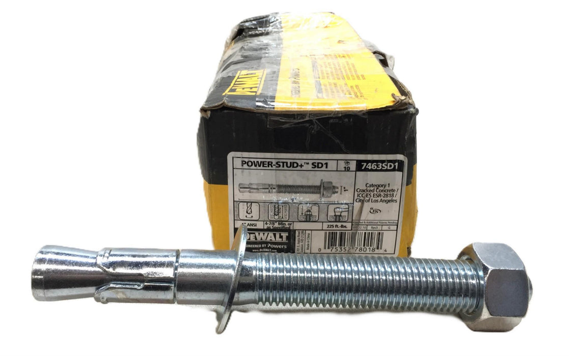 DeWalt 1" x 9" Powers Power-Stud Wedge Expansion Anchor Box (10pcs) 7463SD1 NOS