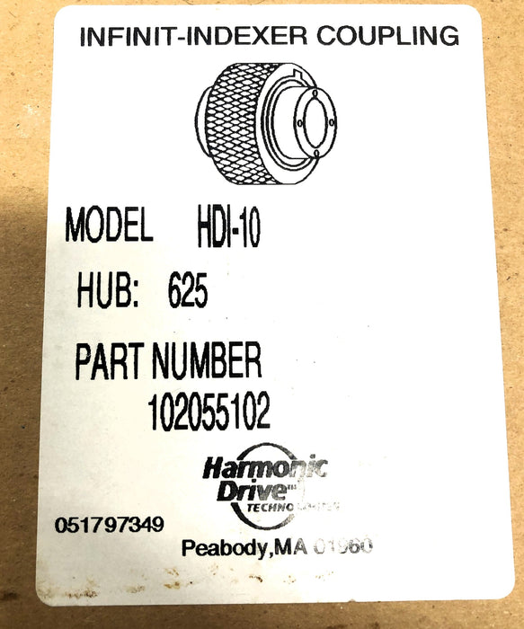 Harmonic Drive HDI-10 625 Hub Infinit-Indexer Coupling 102055102 NOS