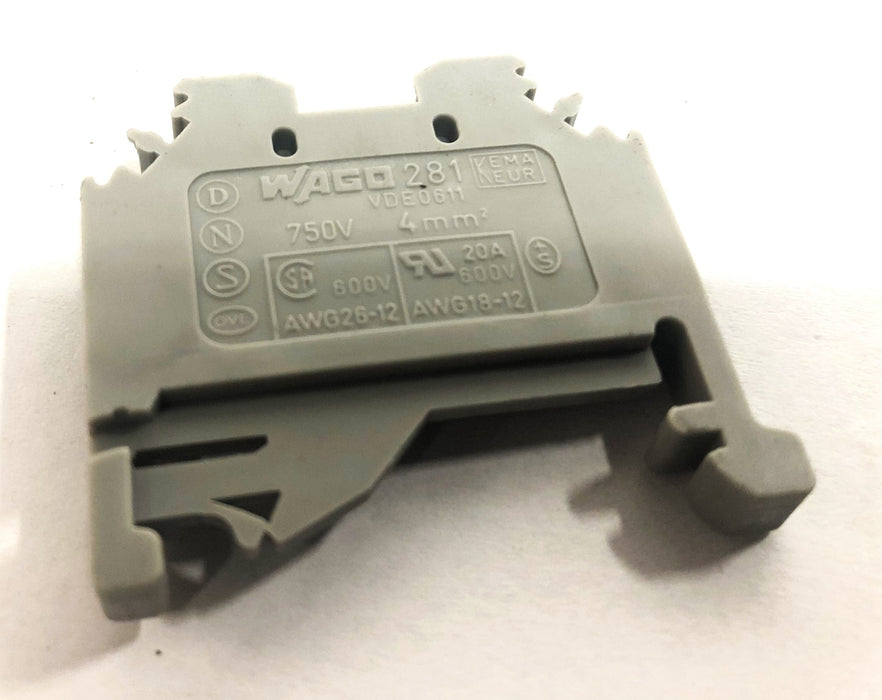 Wago281 Gray 750V 4mm2 Terminal Block VDE0611 [Lot of 5] NOS